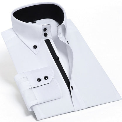 Men's Blouse Dress Long Sleeve Luxury Button Up Silk Cotton Shirt Slim Fit Western Hand Sewing Fashion Casual Design