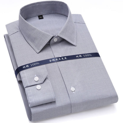 Top Quality Mens Formal Dress Shirts Long Sleeve White Pure Cotton Business Slim Fit Plus Size Office Non Iron Blouse