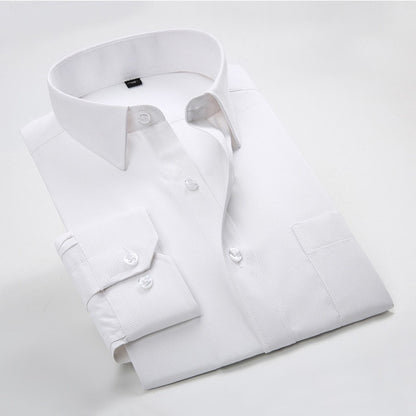 Men's Dress Shirt White Twill Long Sleeve Business Wedding Slim Fit Cotton Office High Quality Male Blouse