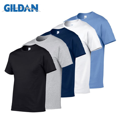 5pcs/Lot GILDAN Brand Solid Color T Shirt Mens Black And White 100% Cotton T-shirts Summer Skateboard Tee Boy Skate Tshirt Tops