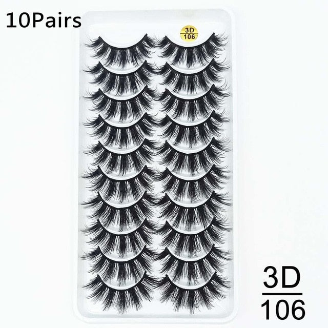 10Pairs 3D Mink Eyelashes Makeup Natural Long False Eyelashes Dramatic Lashes Extension HandMade Fake Eyelash maquiagem