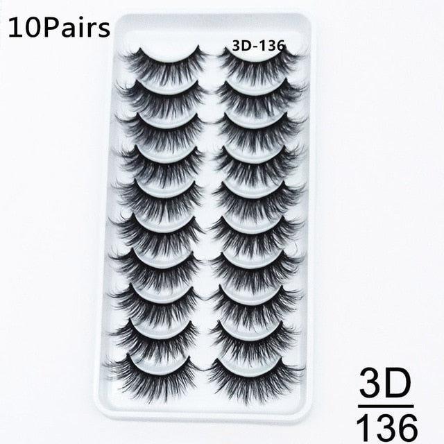 10Pairs 3D Mink Eyelashes Makeup Natural Long False Eyelashes Dramatic Lashes Extension HandMade Fake Eyelash maquiagem