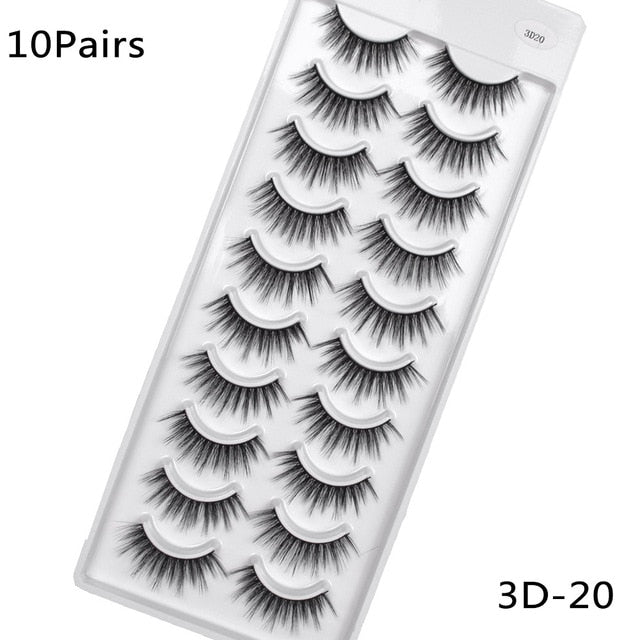 10Pairs 3D Mink Eyelashes Makeup Natural Long False Eyelashes Dramatic Lashes Extension HandMade Fake Eyelash maquiagem