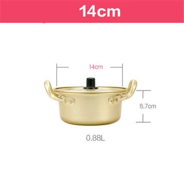 Korean Style Ramen Noodles gold Pot Aluminum Soup hot Pot Oxidized Coating Noodles Mike Egg Soup Cooking golden Kitchen Cookware