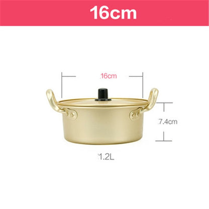 Korean Style Ramen Noodles gold Pot Aluminum Soup hot Pot Oxidized Coating Noodles Mike Egg Soup Cooking golden Kitchen Cookware