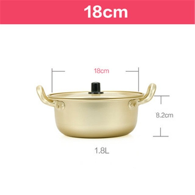 Korean Style Ramen Noodles gold Pot Aluminum Soup hot Pot Oxidized Coating Noodles Mike Egg Soup Cooking golden Kitchen Cookware