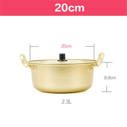 Korean Style Ramen Noodles gold Pot Aluminum Soup hot Pot Oxidized Coating Noodles Mike Egg Soup Cooking golden Kitchen Cookware