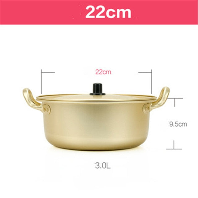 Korean Style Ramen Noodles gold Pot Aluminum Soup hot Pot Oxidized Coating Noodles Mike Egg Soup Cooking golden Kitchen Cookware