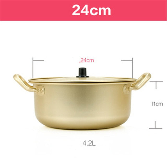 Korean Style Ramen Noodles gold Pot Aluminum Soup hot Pot Oxidized Coating Noodles Mike Egg Soup Cooking golden Kitchen Cookware