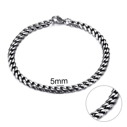 Jiayiqi 5-11 mm Men Chain Bracelet Stainless Steel Curb Cuban Link Chain Bangle for Male Women Hiphop Trendy Wrist Jewelry Gift
