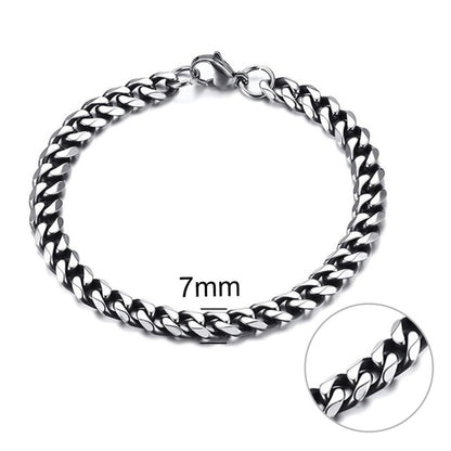 Jiayiqi 5-11 mm Men Chain Bracelet Stainless Steel Curb Cuban Link Chain Bangle for Male Women Hiphop Trendy Wrist Jewelry Gift