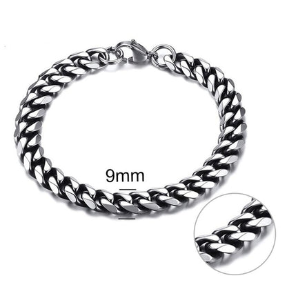 Jiayiqi 5-11 mm Men Chain Bracelet Stainless Steel Curb Cuban Link Chain Bangle for Male Women Hiphop Trendy Wrist Jewelry Gift