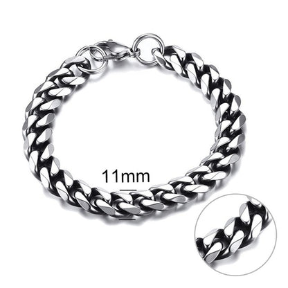 Jiayiqi 5-11 mm Men Chain Bracelet Stainless Steel Curb Cuban Link Chain Bangle for Male Women Hiphop Trendy Wrist Jewelry Gift