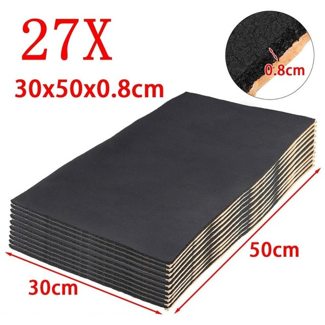 9X 1cm 0.6cm Car Sound Hot Deadener Mat Noise Proof Bonnet Insulation Deadening Engine Firewall Heat Foam Cotton Sticker 30x50cm