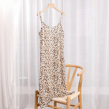 High Quality Women's Dress Summer Spaghetti Satin Long Dress Very Soft Smooth Plus Size S-4XL M30262