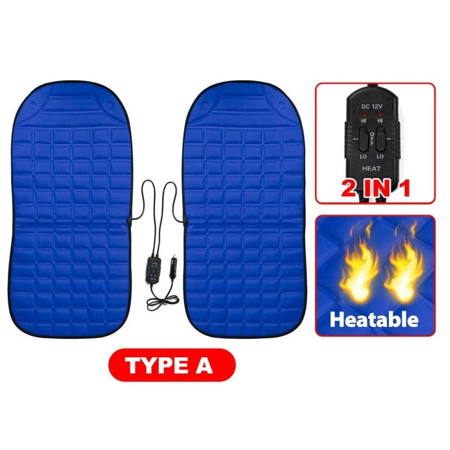 2Pcs In 1 Fast Heated & Adjustable Black/Grey/Blue/Red Car Electric Heated Seat Car Styling Winter Pad Cushions Auto Covers