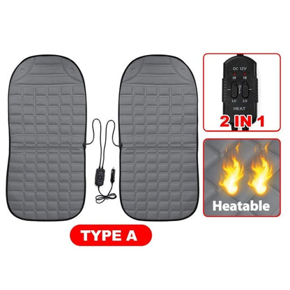 2Pcs In 1 Fast Heated & Adjustable Black/Grey/Blue/Red Car Electric Heated Seat Car Styling Winter Pad Cushions Auto Covers