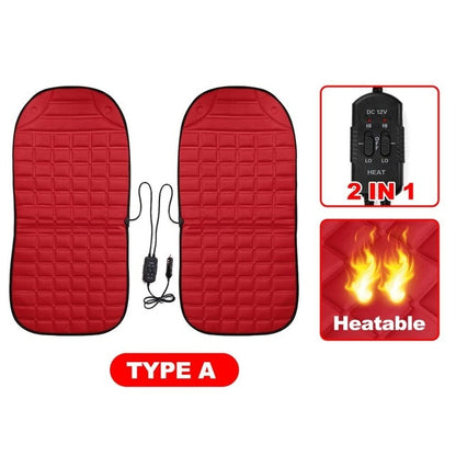 2Pcs In 1 Fast Heated & Adjustable Black/Grey/Blue/Red Car Electric Heated Seat Car Styling Winter Pad Cushions Auto Covers