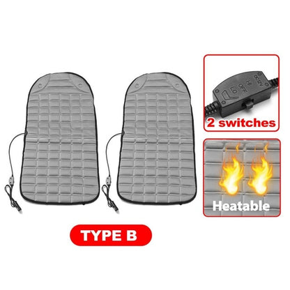 2Pcs In 1 Fast Heated & Adjustable Black/Grey/Blue/Red Car Electric Heated Seat Car Styling Winter Pad Cushions Auto Covers