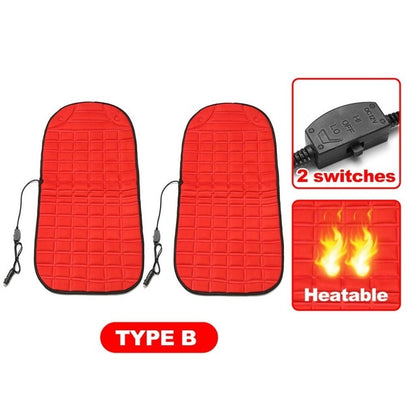 2Pcs In 1 Fast Heated & Adjustable Black/Grey/Blue/Red Car Electric Heated Seat Car Styling Winter Pad Cushions Auto Covers
