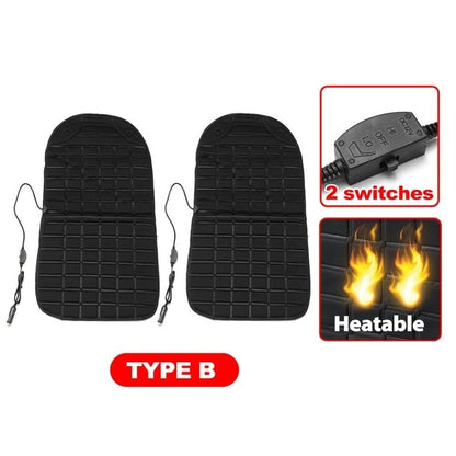 2Pcs In 1 Fast Heated & Adjustable Black/Grey/Blue/Red Car Electric Heated Seat Car Styling Winter Pad Cushions Auto Covers