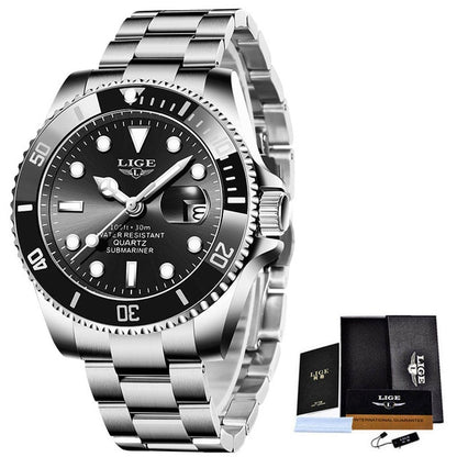 Relogio Masculino LIGE Brand Luxury Men Sport Watches Silver Waterproof Stainless Steel Wrist Watch Man Clock Fashion Wristwatch