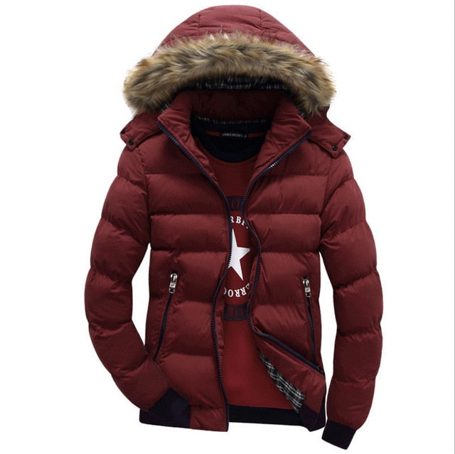 New Winter Windbreak Jacket Coat Mens Warm Thick Parkas Fur Collar Hooded Men's Coats Casual Outerwear Brand Clothing 4XL