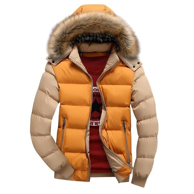 New Winter Windbreak Jacket Coat Mens Warm Thick Parkas Fur Collar Hooded Men's Coats Casual Outerwear Brand Clothing 4XL