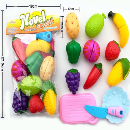 12PCS Children Play House Toy Cut Fruit Plastic Vegetables Kitchen Baby Classic Kids Toys Pretend Playset Educational Toys