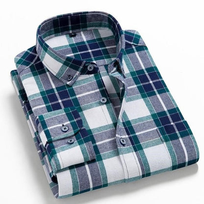 Flannel Plaid Shirt Men Cotton 2019 Spring Autumn New Male Casual Long Sleeve Shirt Plus size High Quality Warm Man Clothes