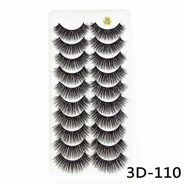 10Pairs 3D Mink Eyelashes Makeup Natural Long False Eyelashes Dramatic Lashes Extension HandMade Fake Eyelash maquiagem