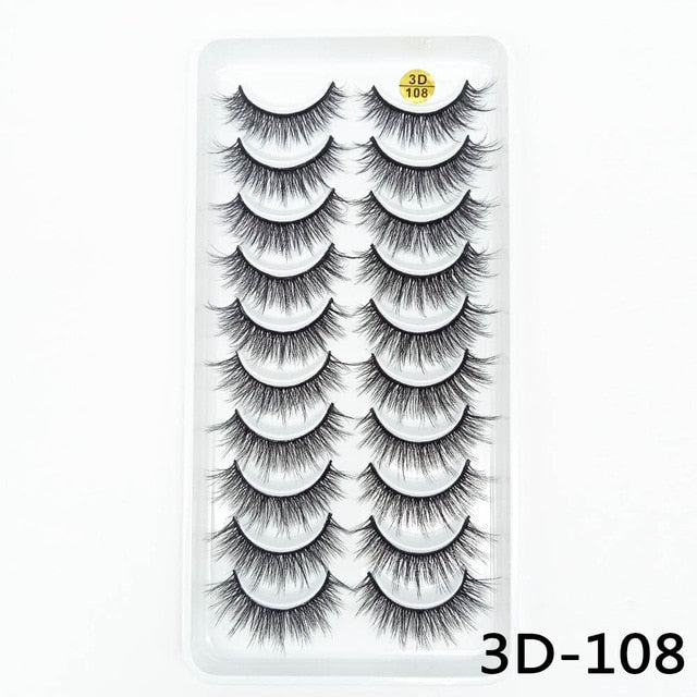 10Pairs 3D Mink Eyelashes Makeup Natural Long False Eyelashes Dramatic Lashes Extension HandMade Fake Eyelash maquiagem