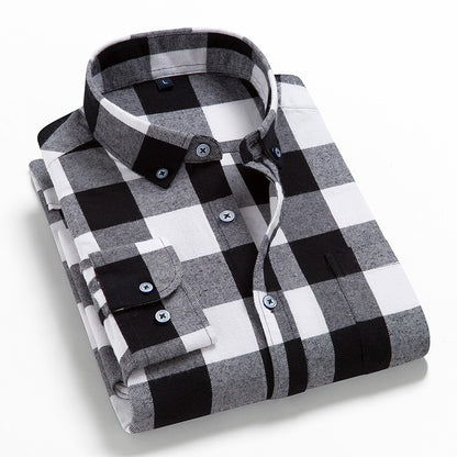 Flannel Plaid Shirt Men Cotton 2019 Spring Autumn New Male Casual Long Sleeve Shirt Plus size High Quality Warm Man Clothes