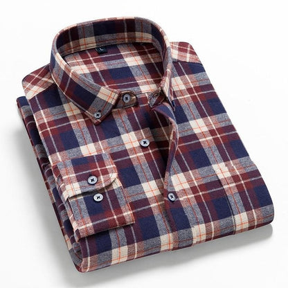 Flannel Plaid Shirt Men Cotton 2019 Spring Autumn New Male Casual Long Sleeve Shirt Plus size High Quality Warm Man Clothes