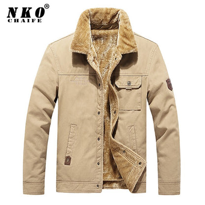 CHAIFENKO Brand Men's Bomber Jacket Parka Coat Men Winter Thick Warm Fleece Casual Coat Men Fashion Cotton Fur Collar Jacket Men
