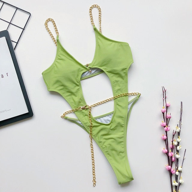 Catei Karrui 2020 new women's swimsuit loop strap bikini double face plain swimsuit sexy bikini swimming pool party essential