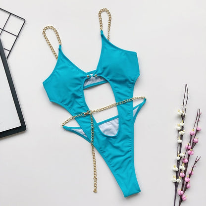 Catei Karrui 2020 new women's swimsuit loop strap bikini double face plain swimsuit sexy bikini swimming pool party essential