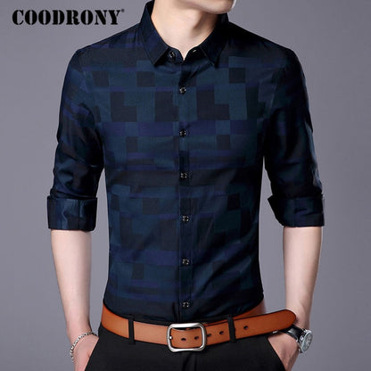 COODRONY Men Shirt Mens Business Casual Shirts 2020 New Arrival Men Famous Brand Clothing Plaid Long Sleeve Camisa Masculina 712