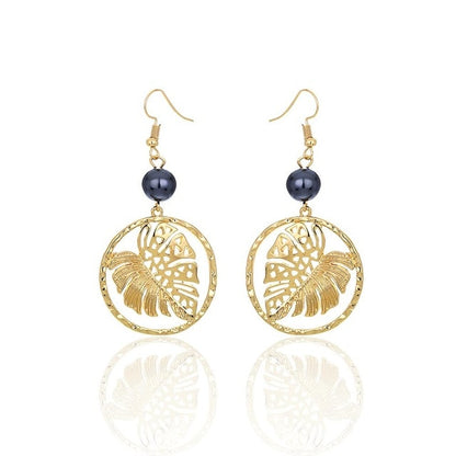 Hawaiian Pearl Leaf Long Drop Earrings Fashion Jewelry 2020 for Women Trendy Dangle Hangling Earring Earing Wholesale Price