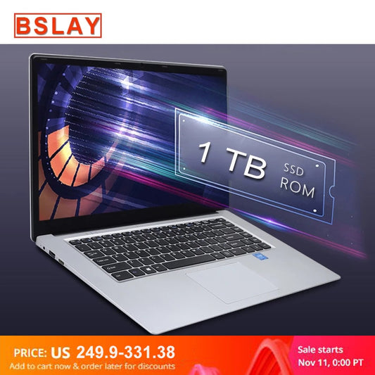 Laptop 15.6 inch 8G RAM 128G 256G 512G 1TB SSD ROM Notebook Computer intel Core Quad Windows 10 Ultrabook For Students Office