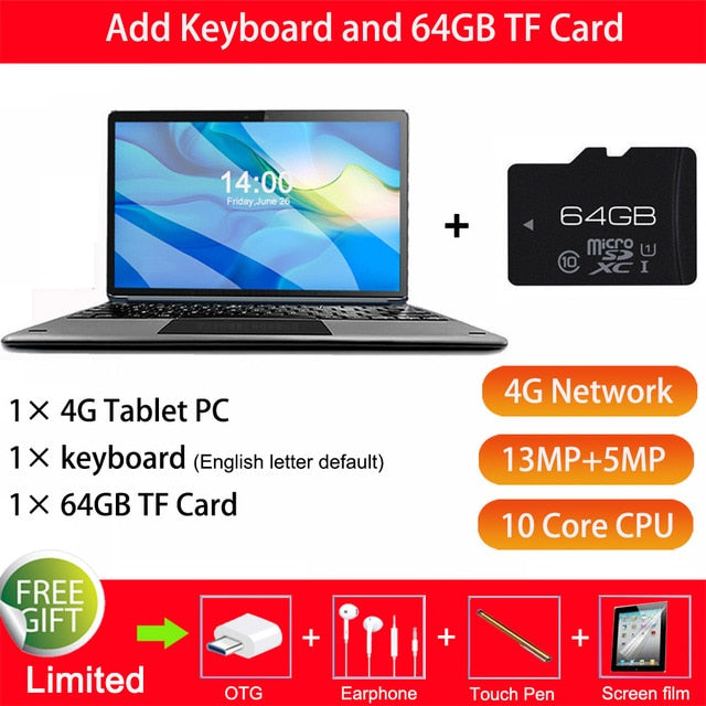 4G LTE 2 in 1 Tablet PC 11.6 Inch Tablet Laptop 1920 1080 Android Tablet With Keyboard Dual SIM card with Google store