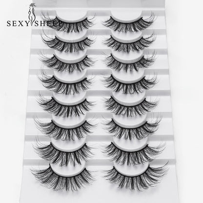 SEXYSHEEP 8 Pairs Mink Lashes Faux Eyelashes Mink False Eyelashes Dramatic Volume Lashes Eyelash Extension for Makeup