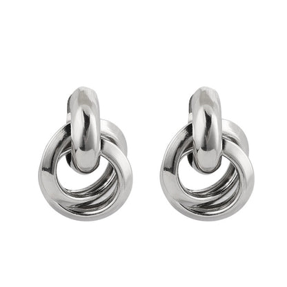 Flashbuy Gold Color Twist Alloy Drop Earrings For Women Simple geometric Earrings Wedding Fashion Jewelry Trendy Accessories