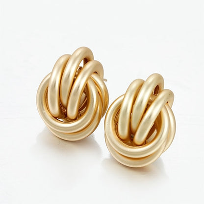 Flashbuy Gold Color Twist Alloy Drop Earrings For Women Simple geometric Earrings Wedding Fashion Jewelry Trendy Accessories