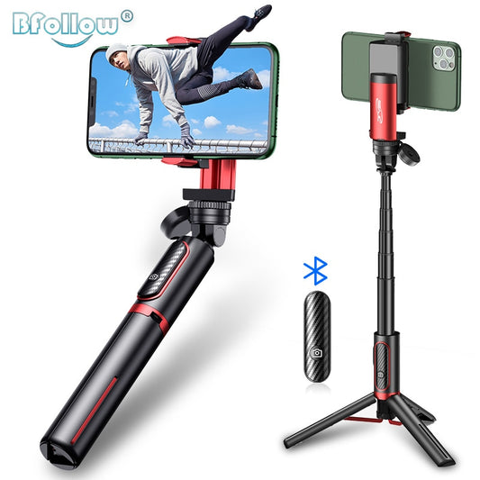 BFOLLOW 4 in 1 Stabilizer Handheld Gimbal Selfie Stick Tripod Bluetooth Aluminum for Smartphone Phone DSLR Camera Vlog Youtube