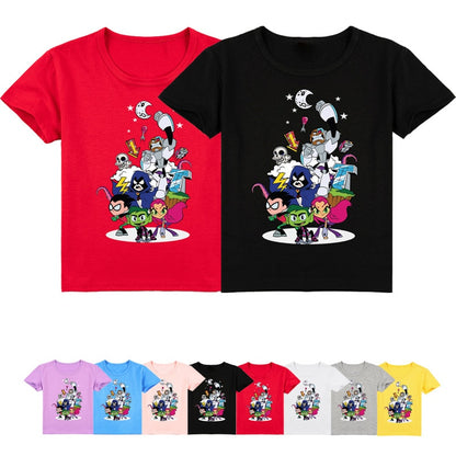 2020 Cartoon Teens Titans GO T Shirt Kids Summer Clothes Boys T-shirts Short Sleeve Raven Robin Cyborg Girls Casual Hip Hop Tops