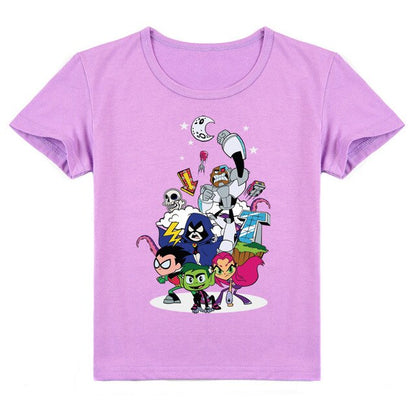 2020 Cartoon Teens Titans GO T Shirt Kids Summer Clothes Boys T-shirts Short Sleeve Raven Robin Cyborg Girls Casual Hip Hop Tops