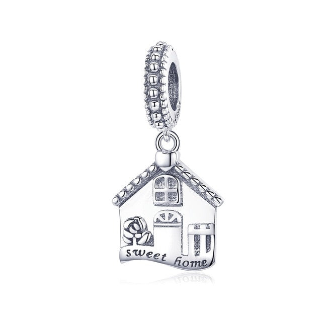 925 Sterling Silver Berloque Family House Eiffel Tower Camera Travel Dream Coffee Cup Shoes Charm Fit Charm Bracelet DIY Jewelry