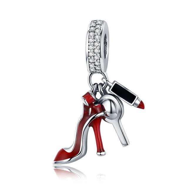 925 Sterling Silver Berloque Family House Eiffel Tower Camera Travel Dream Coffee Cup Shoes Charm Fit Charm Bracelet DIY Jewelry