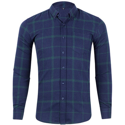 Men's 100% Cotton Flannel Long Sleeve Contrast Plaid Checkered Shirt Design Casual Standard-fit Button Down Gingham warm Shirts